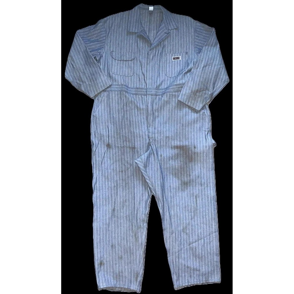 Distressed BIGMAC 3XL Coverall Work Mechanic Jumpsuit Engineer Stripe Vtg 1970s